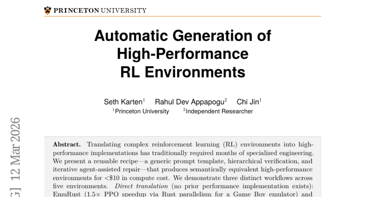 Automatic Generation of High-Performance RL Environments