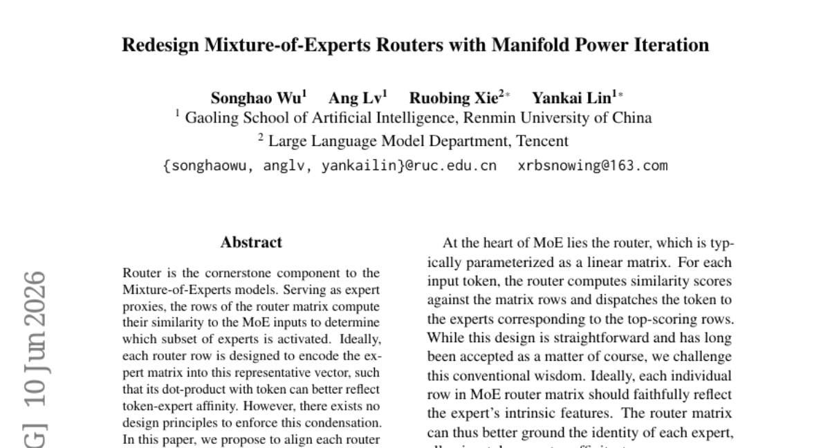 Redesign Mixture-of-Experts Routers with Manifold Power Iteration