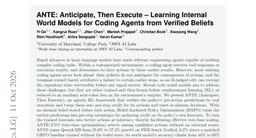 ANTE: Anticipate, Then Execute -- Learning Internal World Models for Coding Agents from Verified Beliefs