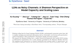 LLMs as Noisy Channels: A Shannon Perspective on Model Capacity and Scaling Laws