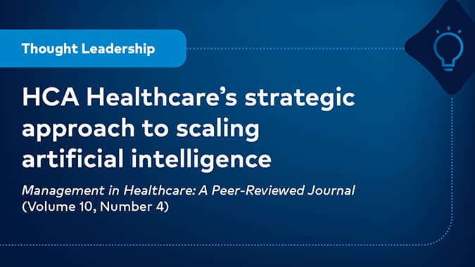HCA Healthcare's strategic approach to scaling artificial ...