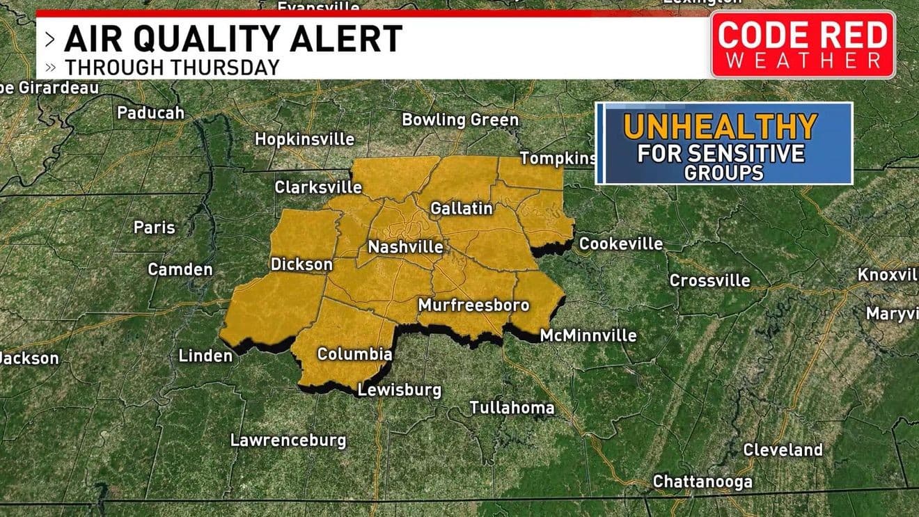 Air quality alert in effect for Metro Nashville through Thursday