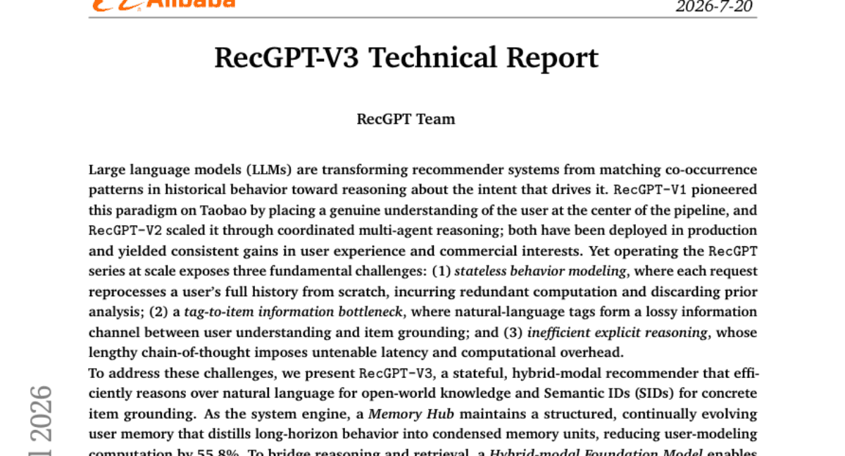 RecGPT-V3 Technical Report