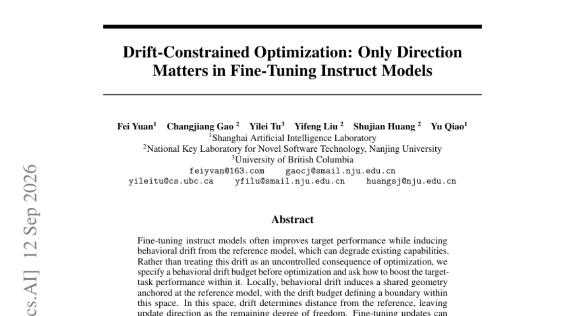 Drift-Constrained Optimization: Only Direction Matters in Fine-Tuning Instruct Models