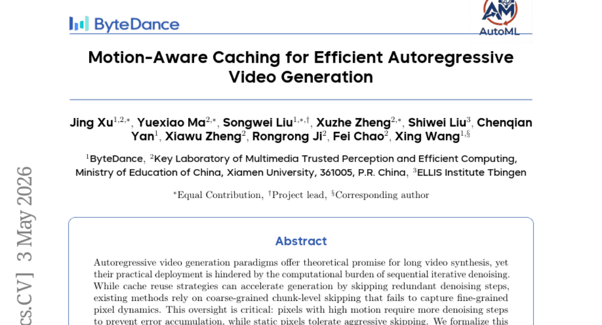 Motion-Aware Caching for Efficient Autoregressive Video Generation