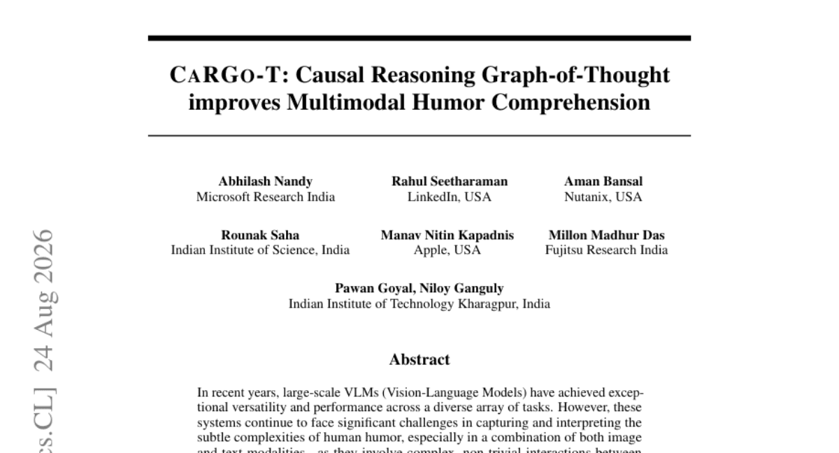 CaRGo-T: Causal Reasoning Graph-of-Thought improves Multimodal Humor Comprehension