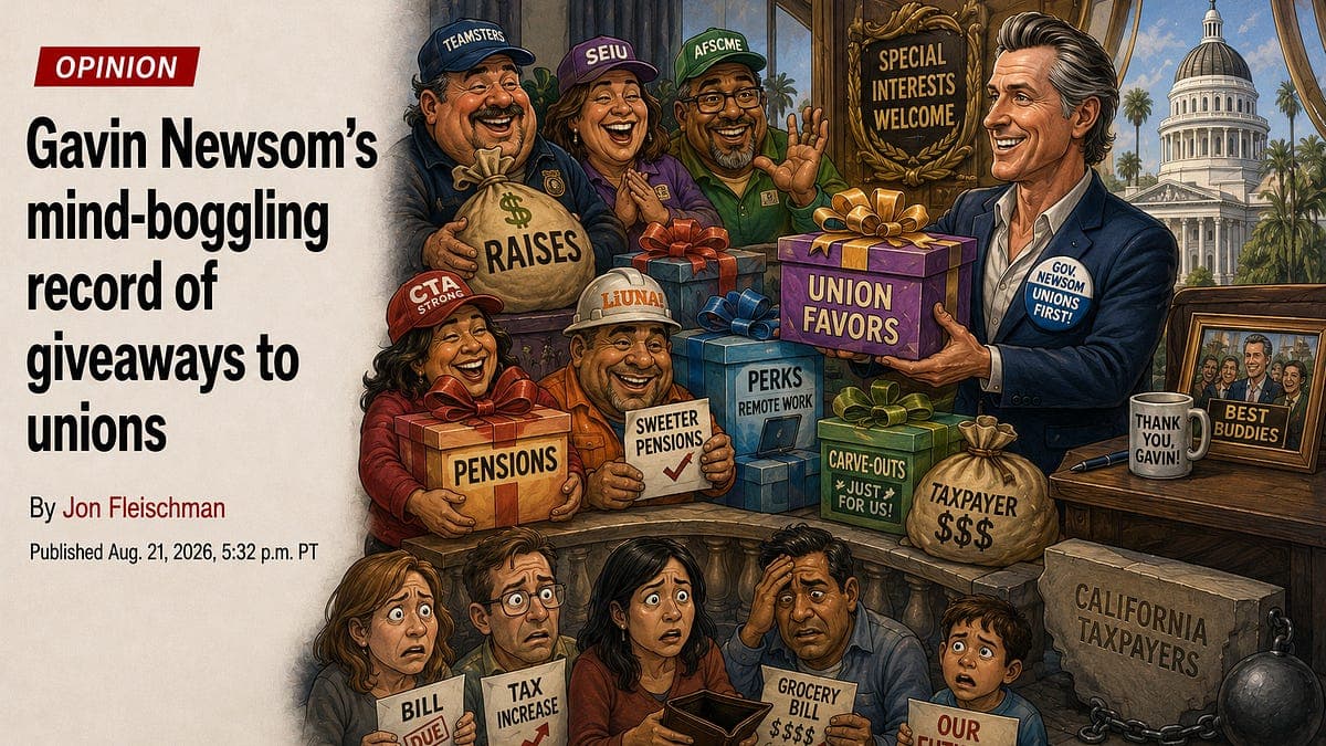 Gavin Newsom’s Mind-Boggling Record of Giveaways to Unions