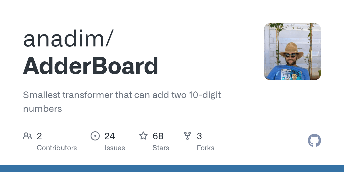 Smallest transformer that can add two 10-digit numbers