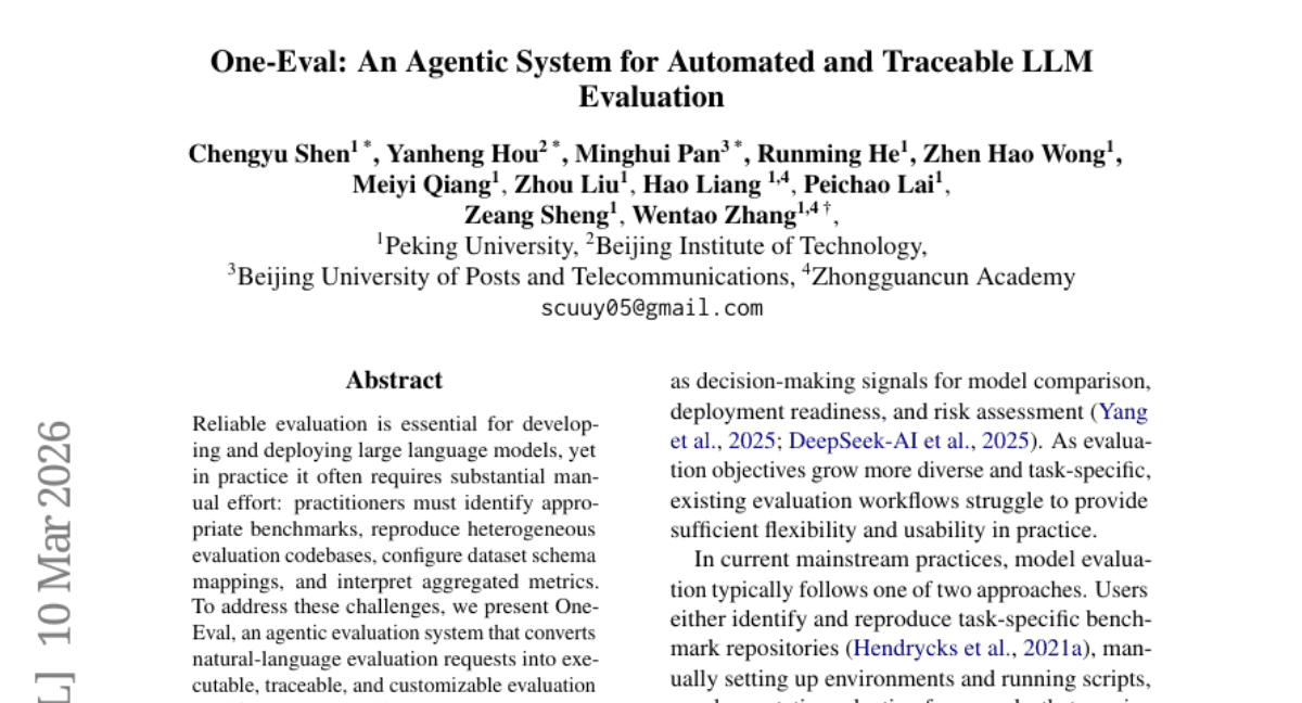 One-Eval: An Agentic System for Automated and Traceable LLM Evaluation