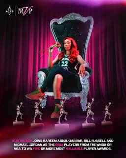 @LVAces: Legendary Company 🙌

A'ja Wilson joins Kareem Abdul-Jabbar, Bill Russell and Michael Jordan as the o...