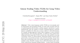 Linear Scaling Video VLMs for Long Video Understanding