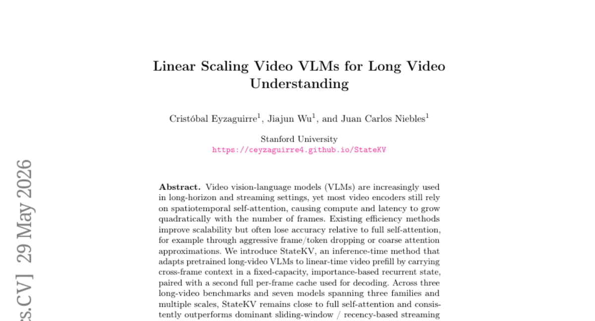 Linear Scaling Video VLMs for Long Video Understanding