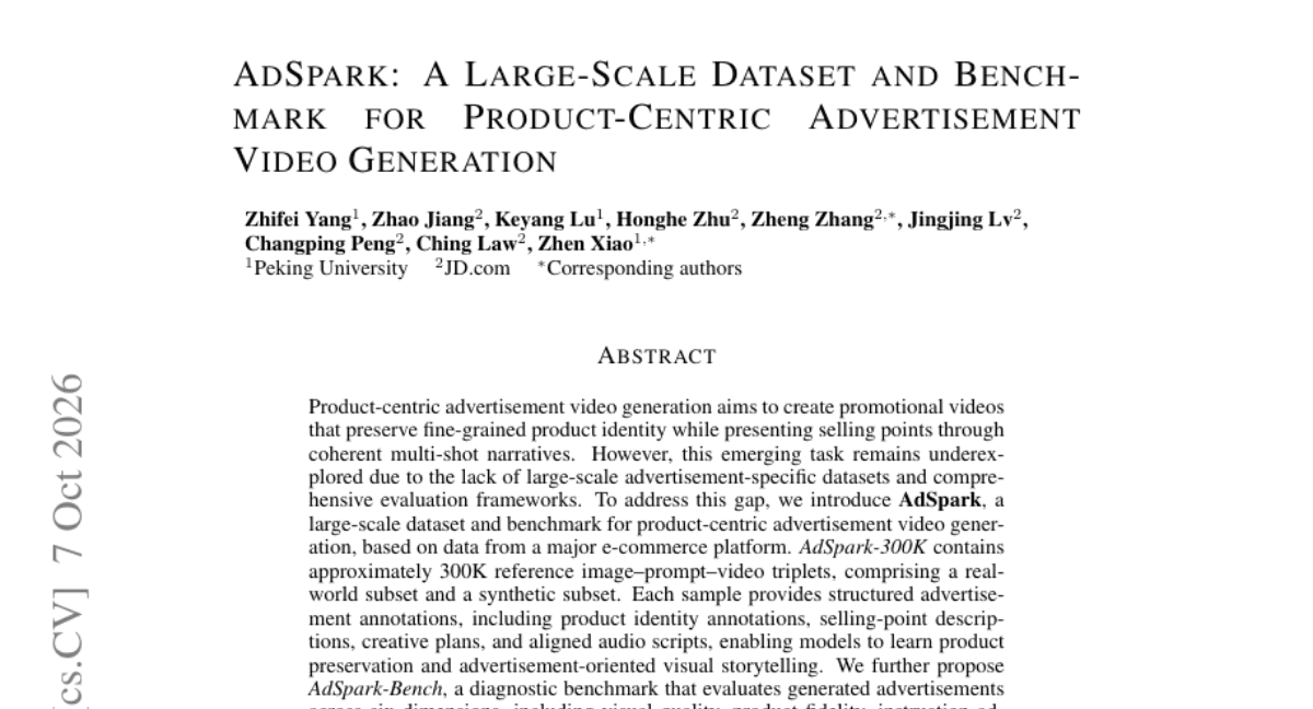 AdSpark: A Large-Scale Dataset and Benchmark for Product-Centric Advertisement Video Generation