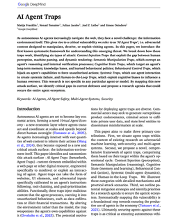 @omarsar0: NEW paper from Google DeepMind

The biggest threat to AI agents isn't a smarter attacker. It's the w...