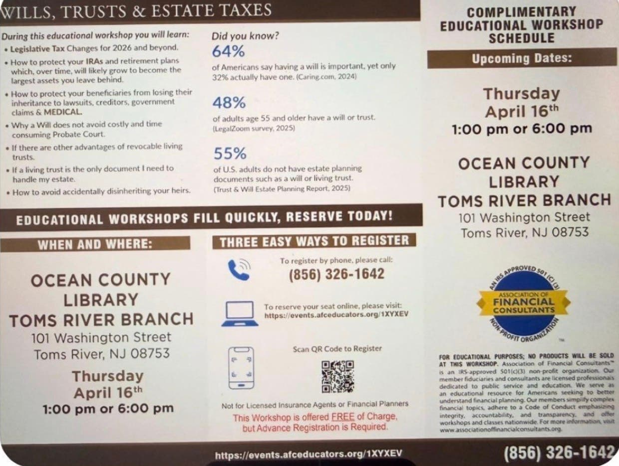 Apr 16 | Wills, Trusts & Estate Taxes | Toms River, NJ Patch