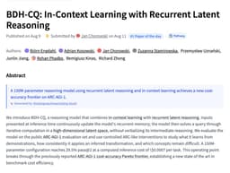@_akhaliq: BDH-CQ

In-Context Learning with Recurrent Latent Reasoning

paper: https://t.co/5AiCPxyujR https://...