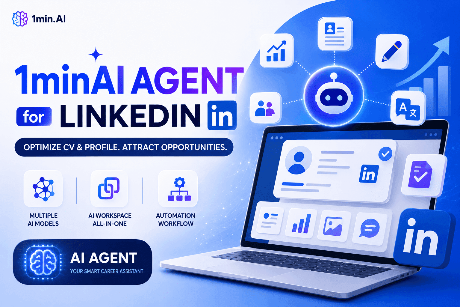 AI Agent for LinkedIn: Optimize CV & Profile with 1minAI