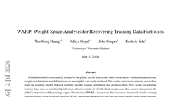 WARP: Weight-Space Analysis for Recovering Training Data Portfolios