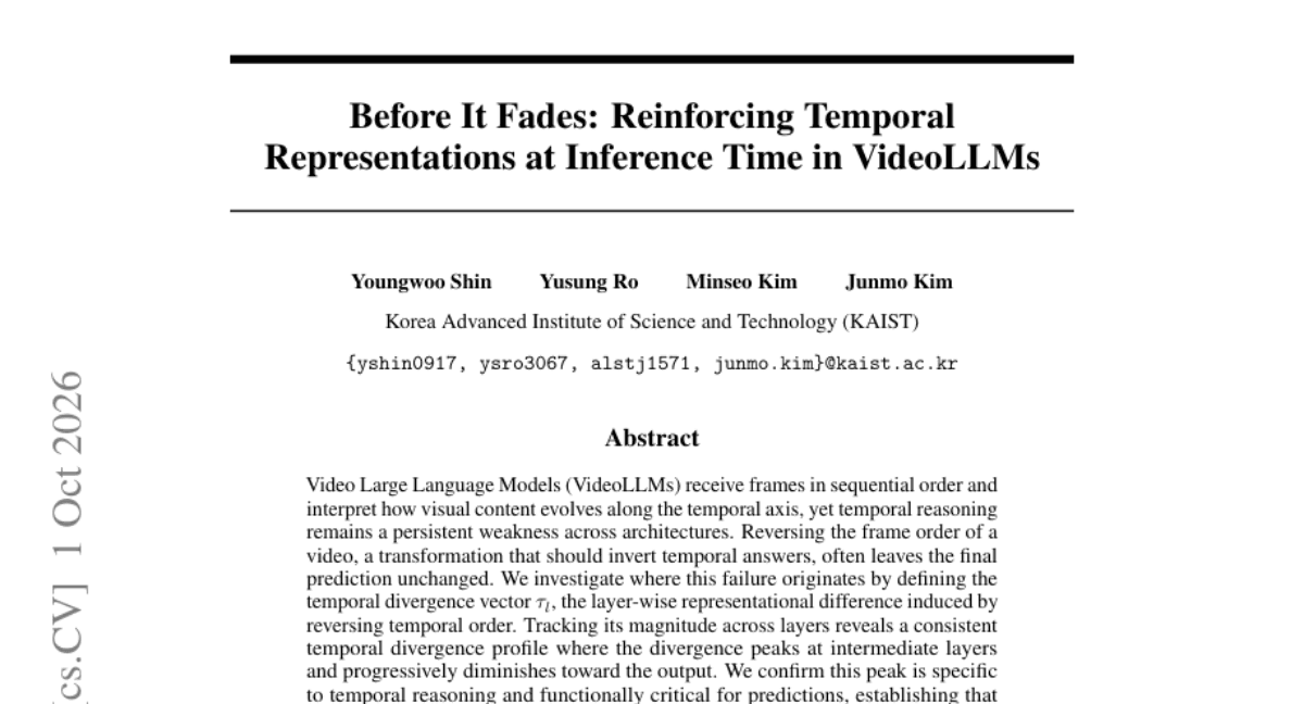 Before It Fades: Reinforcing Temporal Representations at Inference Time in VideoLLMs