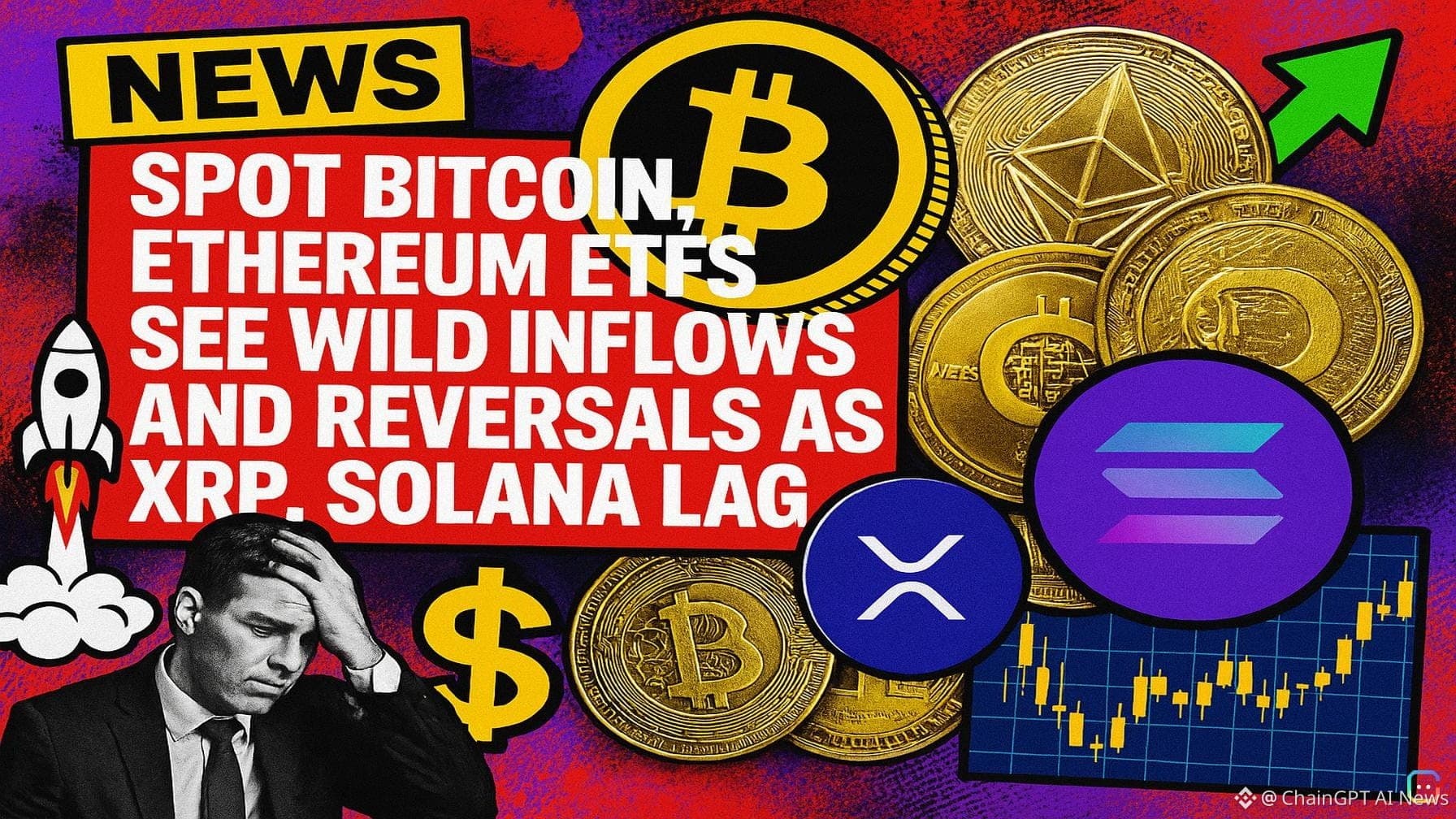 Spot Bitcoin, Ethereum ETFs See Wild Inflows and Reversals As XRP, Solana Lag | ChainGPT AI News on Binance Square