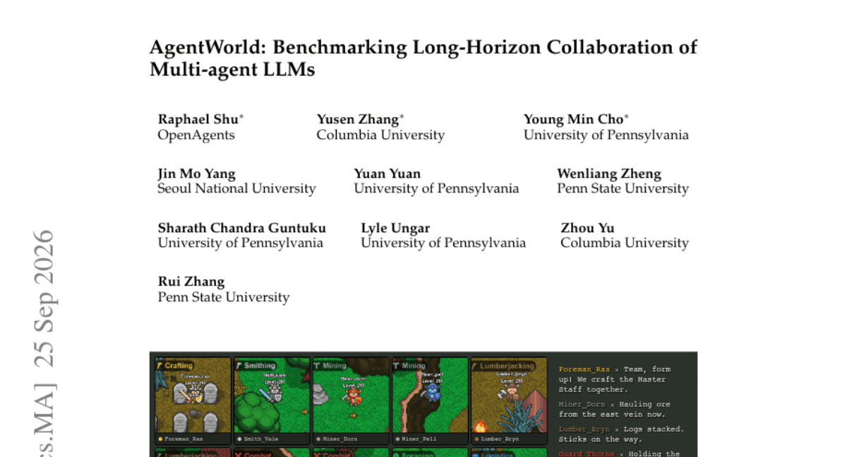 AgentWorld: Benchmarking Long-Horizon Collaboration of Multi-agent LLMs