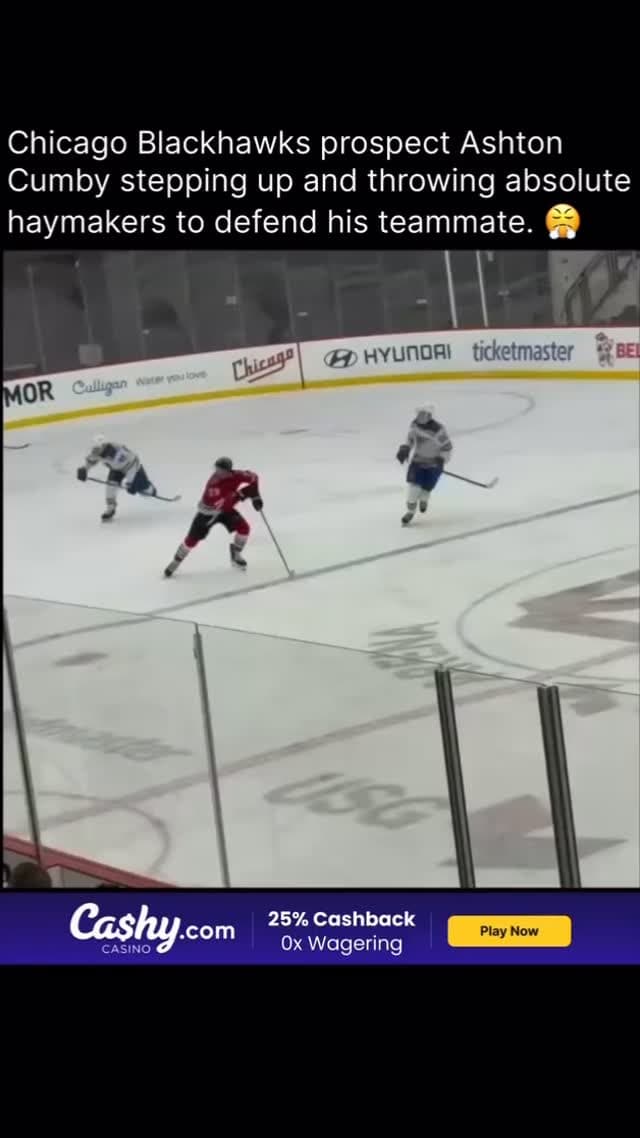 Chicago Blackhawks prospect Ashton Cumby defends his teammate ...