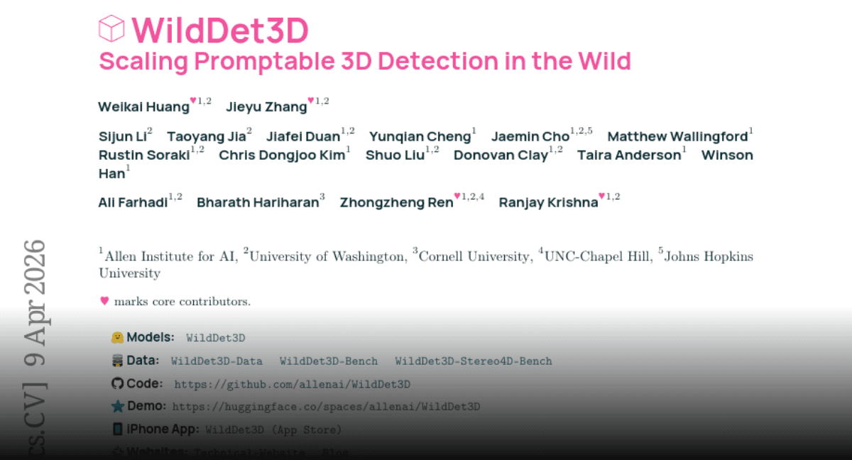 Paper page - WildDet3D: Scaling Promptable 3D Detection in the Wild