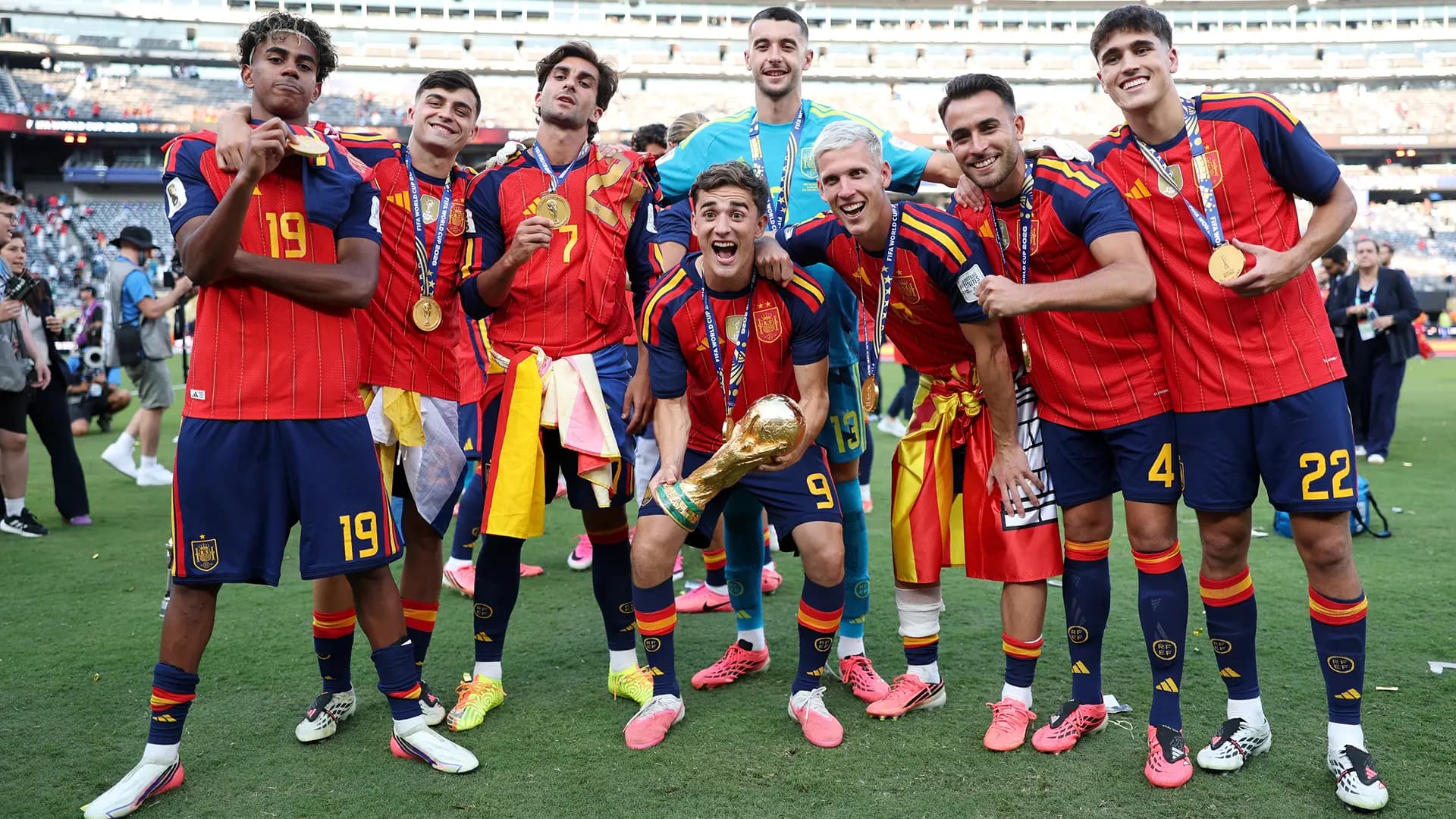 Barcelona celebrate as eight players become World Cup ...