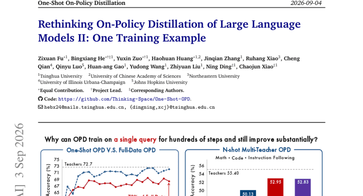 Rethinking On-Policy Distillation of Large Language Models II: One Training Example