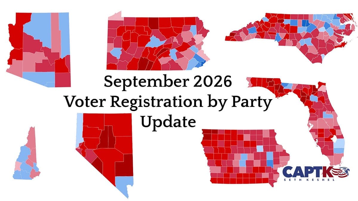 September 2026 Voter Registration by Party Updates for Key 2026 and 2028 Battlegrounds