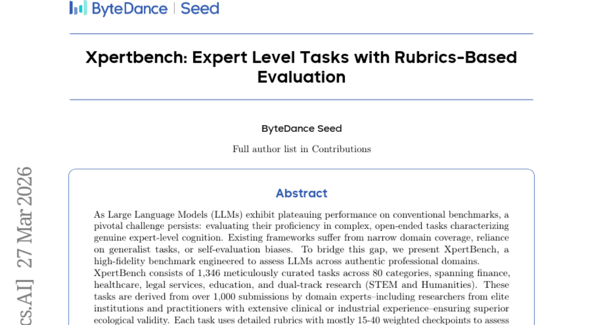 Xpertbench: Expert Level Tasks with Rubrics-Based Evaluation