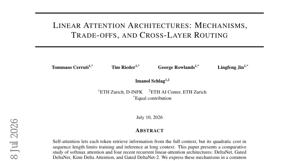 Linear Attention Architectures: Mechanisms, Trade-offs, and Cross-Layer Routing