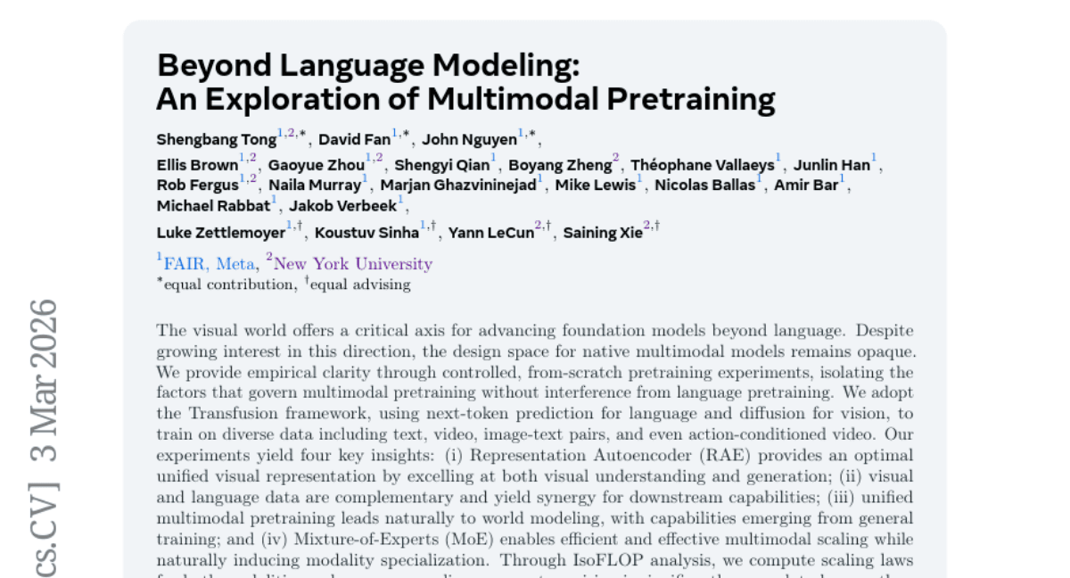 Beyond Language Modeling: An Exploration of Multimodal Pretraining